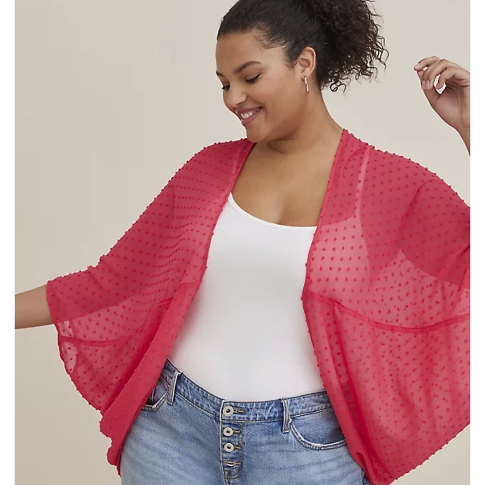 Chiffon Clip Dot Cocoon Kimono